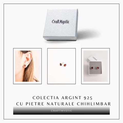Cercei Steluta din argint 925 cu Chihlimbar Natural – Protectie si Eleganta [5]