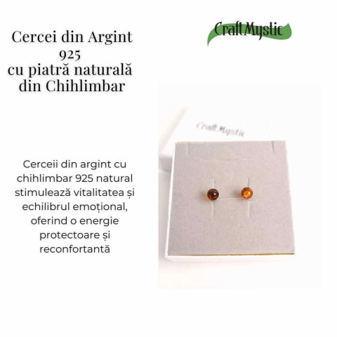 Cercei Argint 925 cu Chihlimbar Bobita - Eleganta si Energie Pozitiva [4]