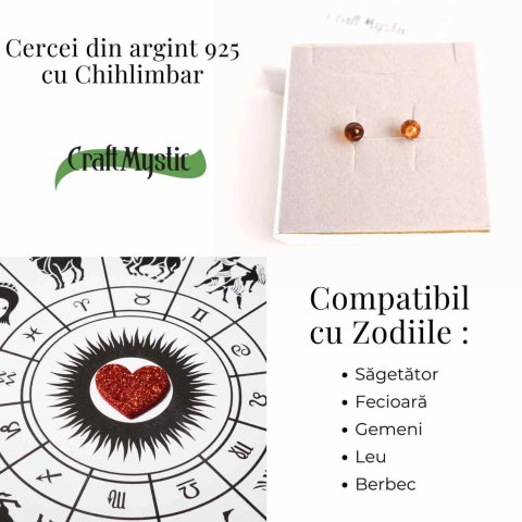Cercei Argint 925 cu Chihlimbar Bobita - Eleganta si Energie Pozitiva [3]