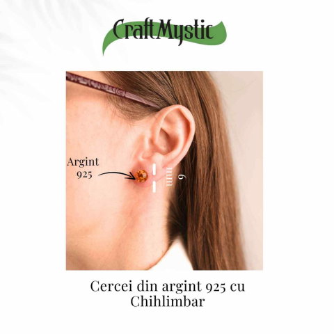 Cercei Argint 925 cu Chihlimbar Bobita - Eleganta si Energie Pozitiva [2]