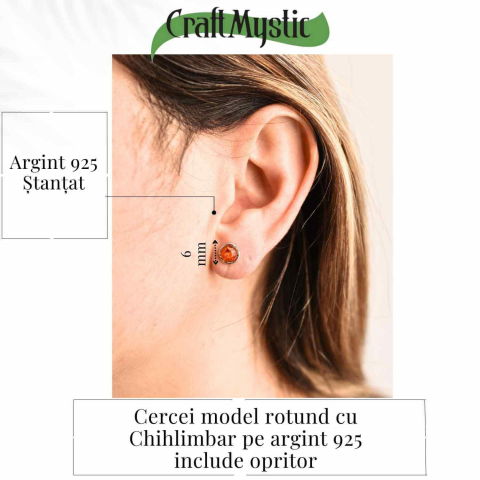 Cercei rotunzi argint 925 cu Chihlimbar Natural – Energie Pozitiva si Eleganta [3]
