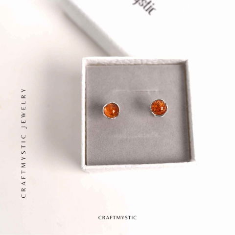 Cercei rotunzi argint 925 cu Chihlimbar Natural – Energie Pozitiva si Eleganta [5]