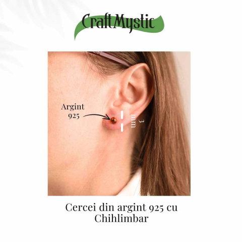 Cercei Argint 925 cu Chihlimbar Bobita - Eleganta si Energie Naturala [2]