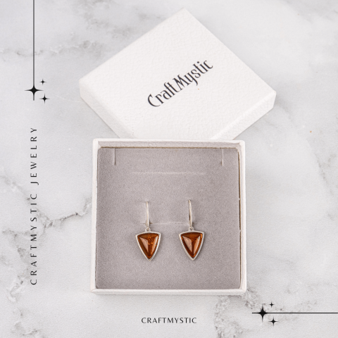 Cercei Argint 925 cu Chihlimbar Natural Triunghi – Protectie, Lumina si Echilibru [7]