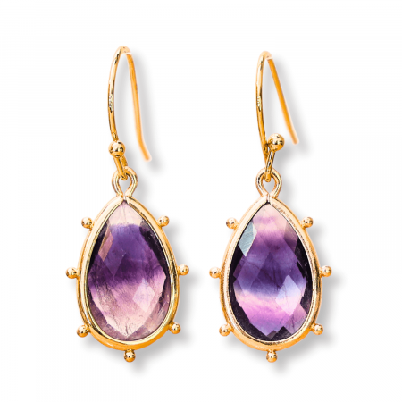 Sagetator - Cercei Aurii Eleganti cu Ametist Fatetat