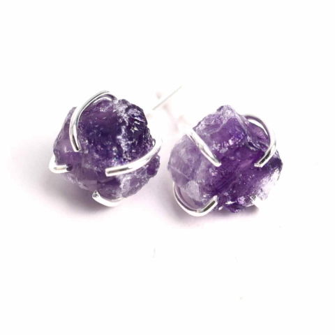 Cercei - Cercei cu Ametist Brut – Energie Pozitiva si Echilibru Interior