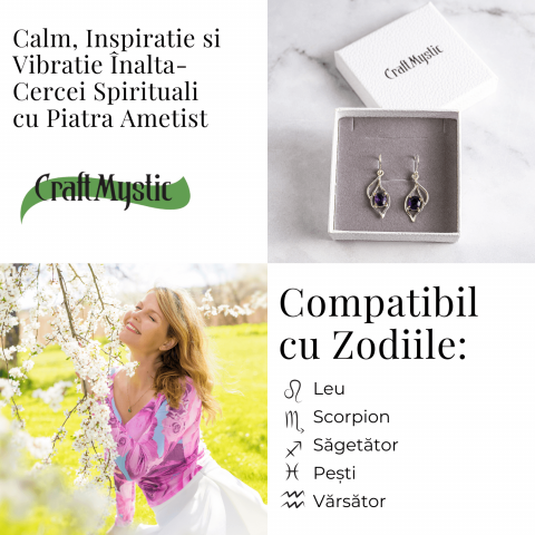 Cercei cu Ametist – Bijuterii Spirituale pentru Calm si Claritate [3]
