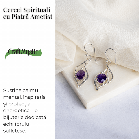 Cercei cu Ametist – Bijuterii Spirituale pentru Calm si Claritate [4]