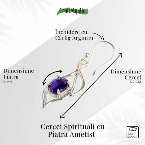 Cercei cu Ametist – Bijuterii Spirituale pentru Calm si Claritate [2]