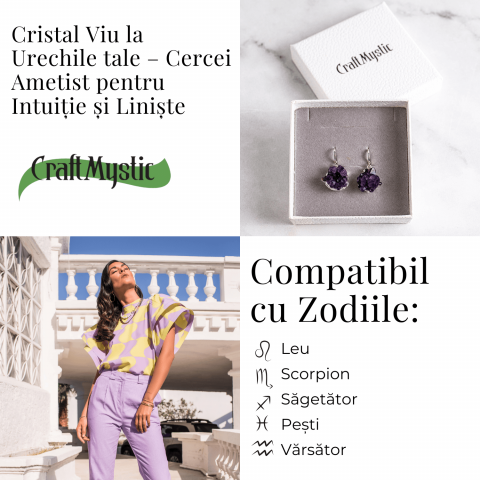 Cercei ametist pentru intuitie si liniste – Cristale naturale cu vibratie spirituala [4]