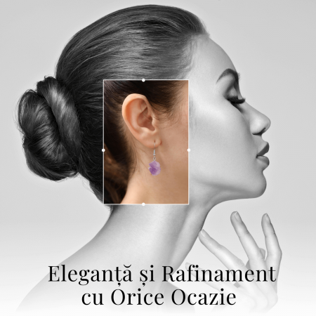 Cercei Argintii cu Ametist Natural Brut in Forma Neregulata [5]