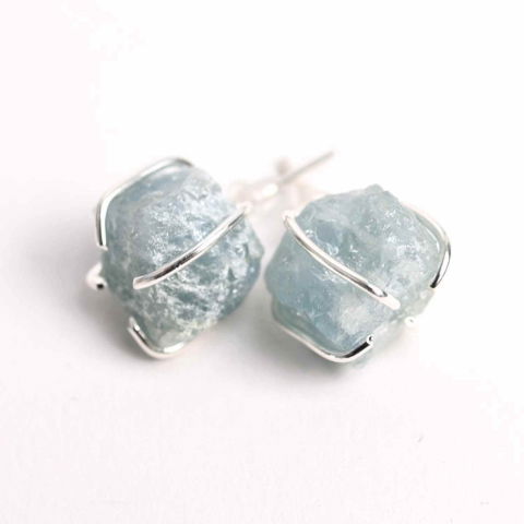 Creativitate si Inspiratie - Cercei cu Acvamarin Brut – Calm si Echilibru pentru Zilnic