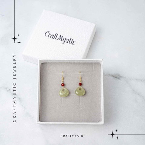 Cercei cu Hetian Jade si Agat Rosu Natural – Echilibru si Protectie Spirituala [6]