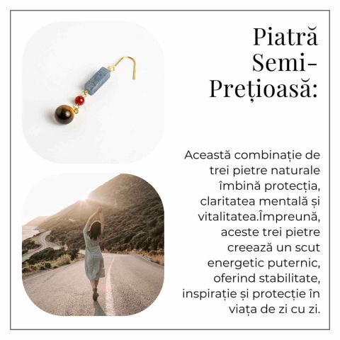 Cercei cu Lapis Lazuli, Agat Rosu si Ochi de Tigru - Energie si Protectie [5]