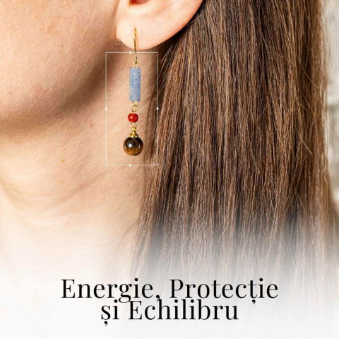 Cercei cu Lapis Lazuli, Agat Rosu si Ochi de Tigru - Energie si Protectie [1]