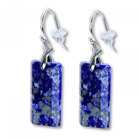 Cercei cu Pietre Semipretioase Lapis Lazuli dreptunghiulari tortita argintie, pentru claritate si echilibru [8]