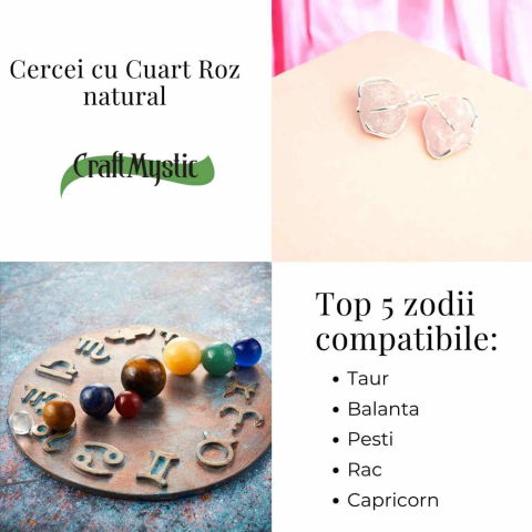 Cercei cu Cuart Roz Brut – Iubire si Vindecare Emotionala [5]