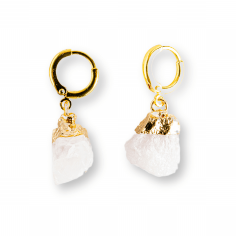 Rac - Cercei Aurii cu Cuart Roz Brut Natural – Iubire si Echilibru