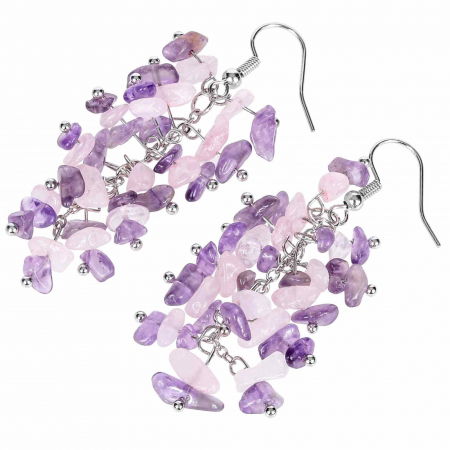 Cercei Eleganti cu Ametist si Cuart Roz - Combina Frumusetea si Energiile Vindecatoare [4]