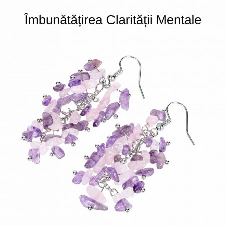 Cercei Eleganti cu Ametist si Cuart Roz - Combina Frumusetea si Energiile Vindecatoare [3]