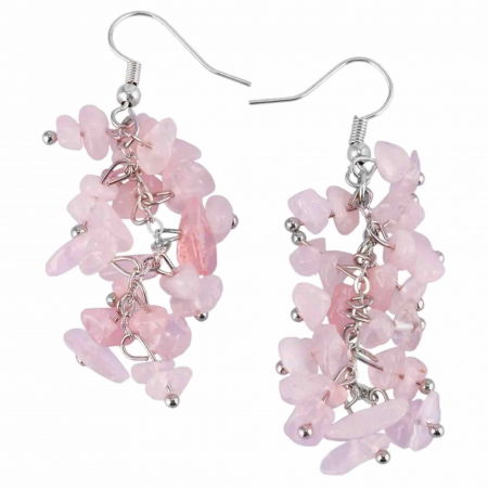 Rac - Cercei Delicati cu pietre polisate Cuart Roz - Frumusete Pura si Armonie Emotionala