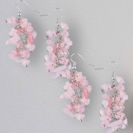 Cercei Delicati cu pietre polisate Cuart Roz - Frumusete Pura si Armonie Emotionala [4]