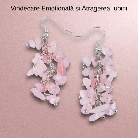 Cercei Delicati cu pietre polisate Cuart Roz - Frumusete Pura si Armonie Emotionala [2]