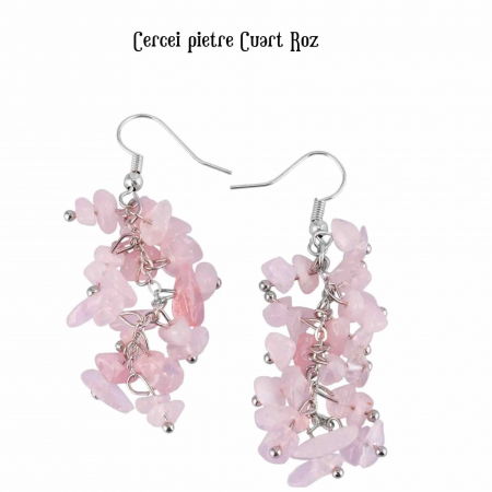 Cercei Delicati cu pietre polisate Cuart Roz - Frumusete Pura si Armonie Emotionala [1]