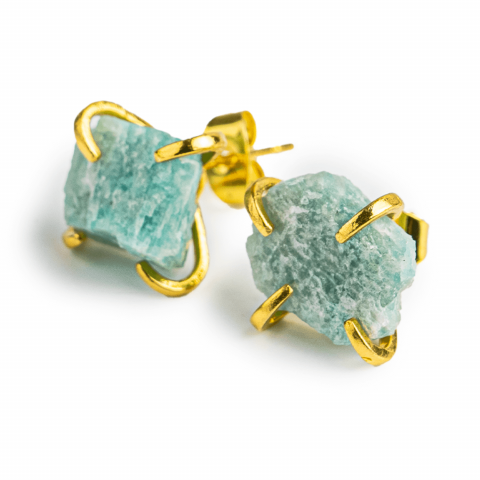 Prosperitate si Abundenta - Liniste si Armonie – Cercei cu Amazonit si Finisaj Auriu