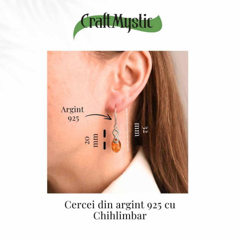 Cercei din Argint 925 cu Chihlimbar - Simbolul Infinit pentru Echilibru si Eleganta [5]