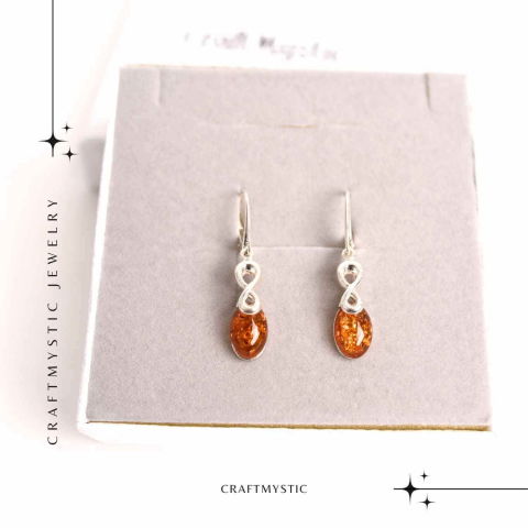 Cercei din Argint 925 cu Chihlimbar - Simbolul Infinit pentru Echilibru si Eleganta [1]