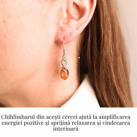 Cercei din Argint 925 cu Chihlimbar - Simbolul Infinit pentru Echilibru si Eleganta [3]