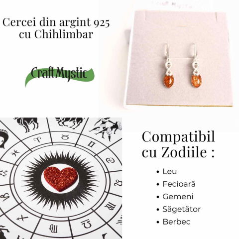 Cercei din Argint 925 cu Chihlimbar - Simbolul Infinit pentru Echilibru si Eleganta [6]