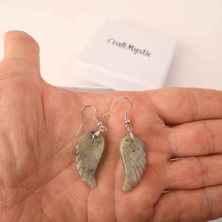 Cercei aripi de inger din piatra semipretioasa Labradorit 3 cm [3]