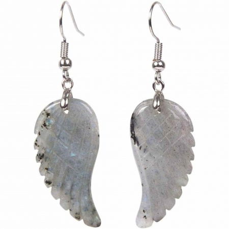 Cercei - Cercei aripi de inger din piatra semipretioasa Labradorit 3 cm
