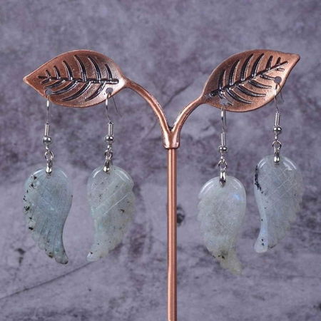 Cercei aripi de inger din piatra semipretioasa Labradorit 3 cm [4]