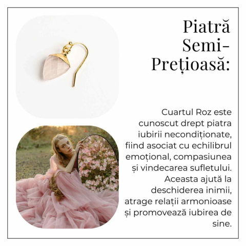 Cercei din Cuart Roz Natural Fatetat - Iubire Si Armonie [5]