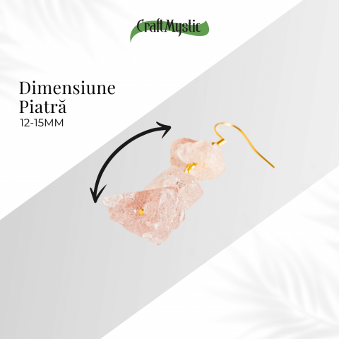 Cercei Cuart Roz Natural Brut Triplu piatra – Iubire, Armonie si Echilibru [3]