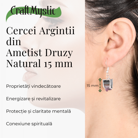 Cercei Argintii din Ametist Druzy Natural 15 mm [1]