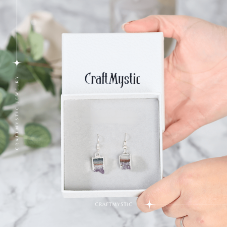 Cercei Argintii din Ametist Druzy Natural 15 mm [2]