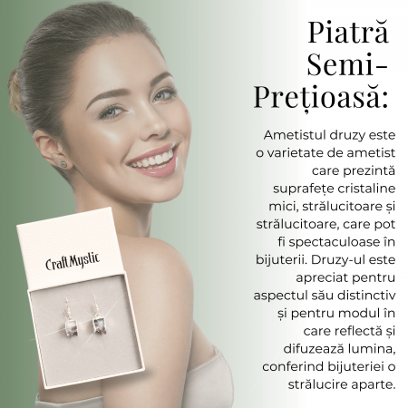 Cercei Argintii din Ametist Druzy Natural 15 mm [6]