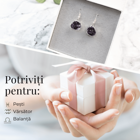 Cercei Argintii cu Ametist Cluster Natural 10-15mm [2]