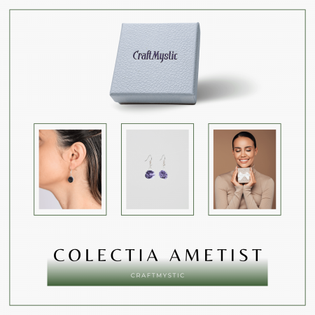 Cercei Argintii cu Ametist Cluster Natural 10-15mm [7]