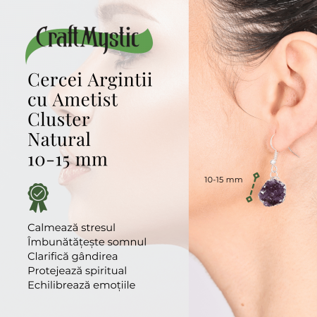 Cercei Argintii cu Ametist Cluster Natural 10-15mm [1]