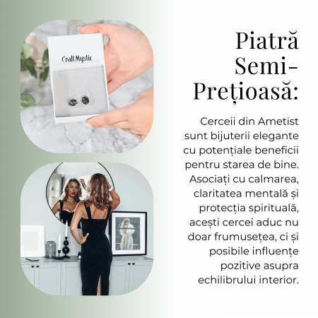 Cercei Argintii cu Ametist Cluster Natural 10-15mm [4]