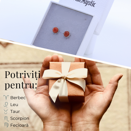 Cercei Eleganti cu Carneol Natural, inchidere pe surub, pentru energie si curaj [4]