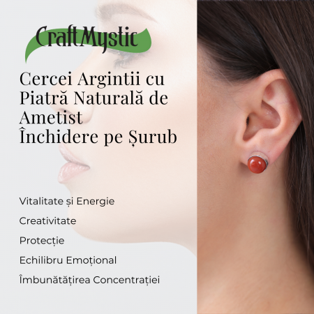 Cercei Eleganti cu Carneol Natural, inchidere pe surub, pentru energie si curaj [1]