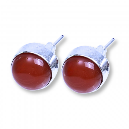 Cercei - Cercei Eleganti cu Carneol Natural, inchidere pe surub, pentru energie si curaj