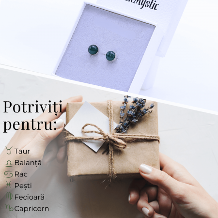 Cercei Eleganti cu Jad Verde, inchidere pe surub, pentru echilibru si protectie [3]