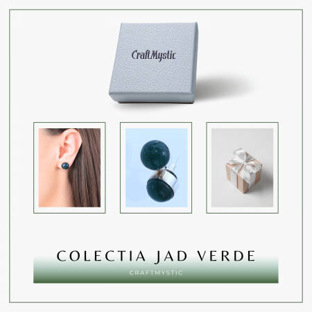 Cercei Eleganti cu Jad Verde, inchidere pe surub, pentru echilibru si protectie [6]